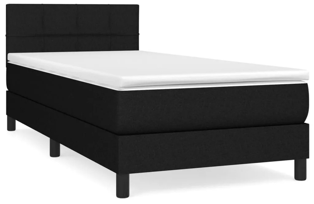 Κρεβάτι Boxspring με Στρώμα Μαύρο 100 x 200 εκ. Υφασμάτινο - Μαύρο