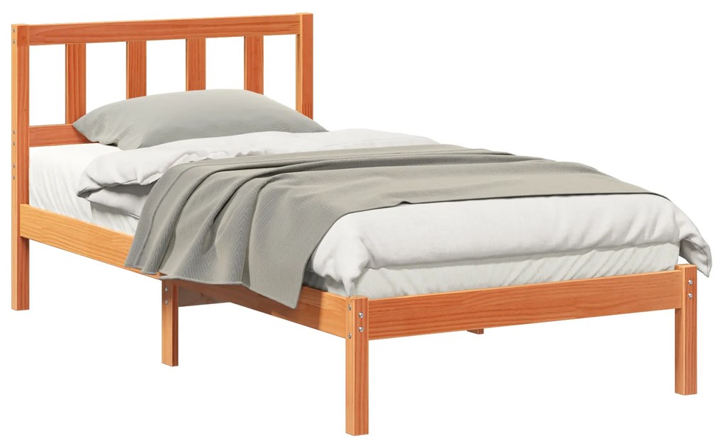 vidaXL Σκελετός Κρεβατιού Καφέ κεριού 90 x 190 cm Μασίφ ξύλο πεύκου