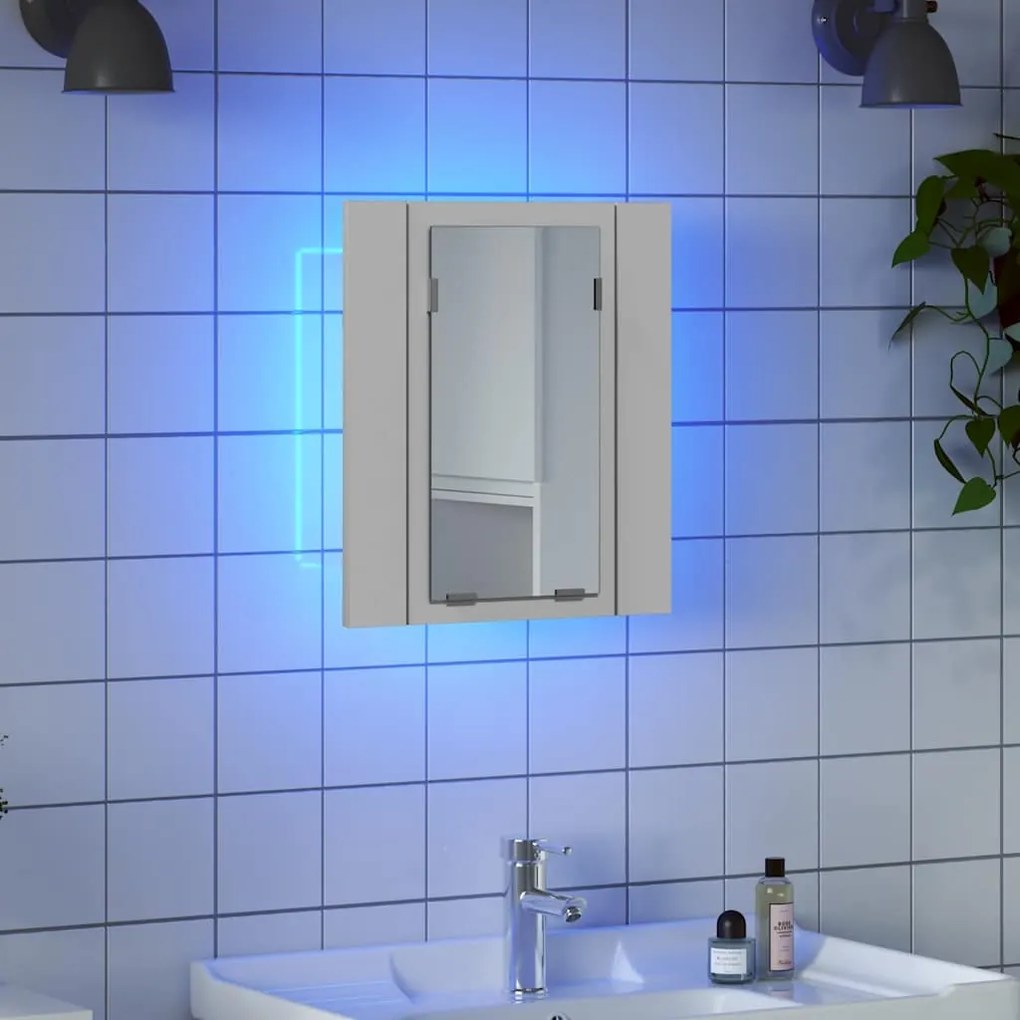 vidaXL Καθρέφτης Μπάνιου με Ντουλάπι LED Λευκός 40x12x45 εκ. Ακρυλικός