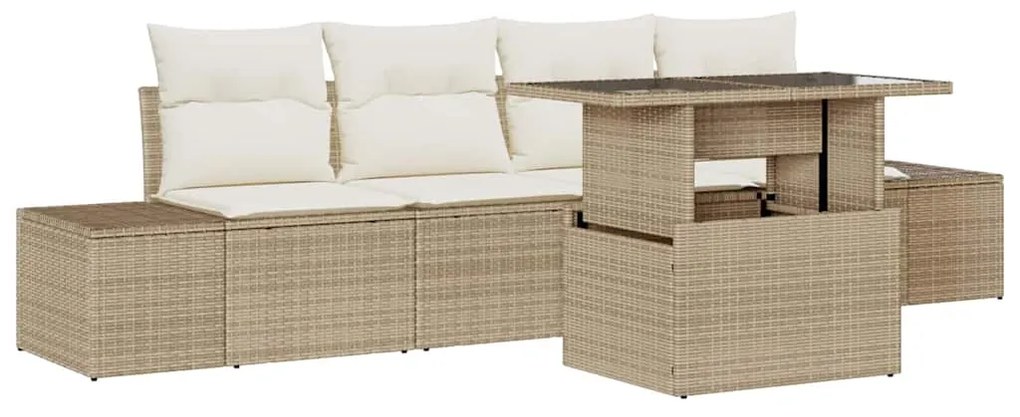 vidaXL Σετ Καναπέ Κήπου 5 pcs μπεζ και κρεμ 100 x 55 x 73 εκ