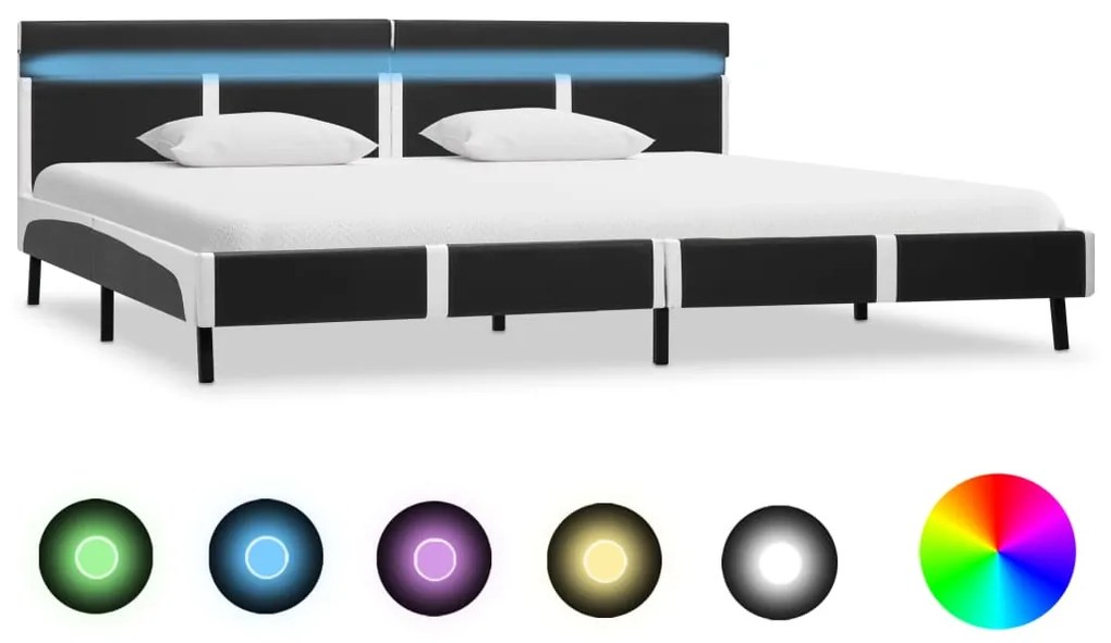 vidaXL Πλαίσιο Κρεβατιού με LED Γκρι 180 x 200 εκ. από Συνθετικό Δέρμα