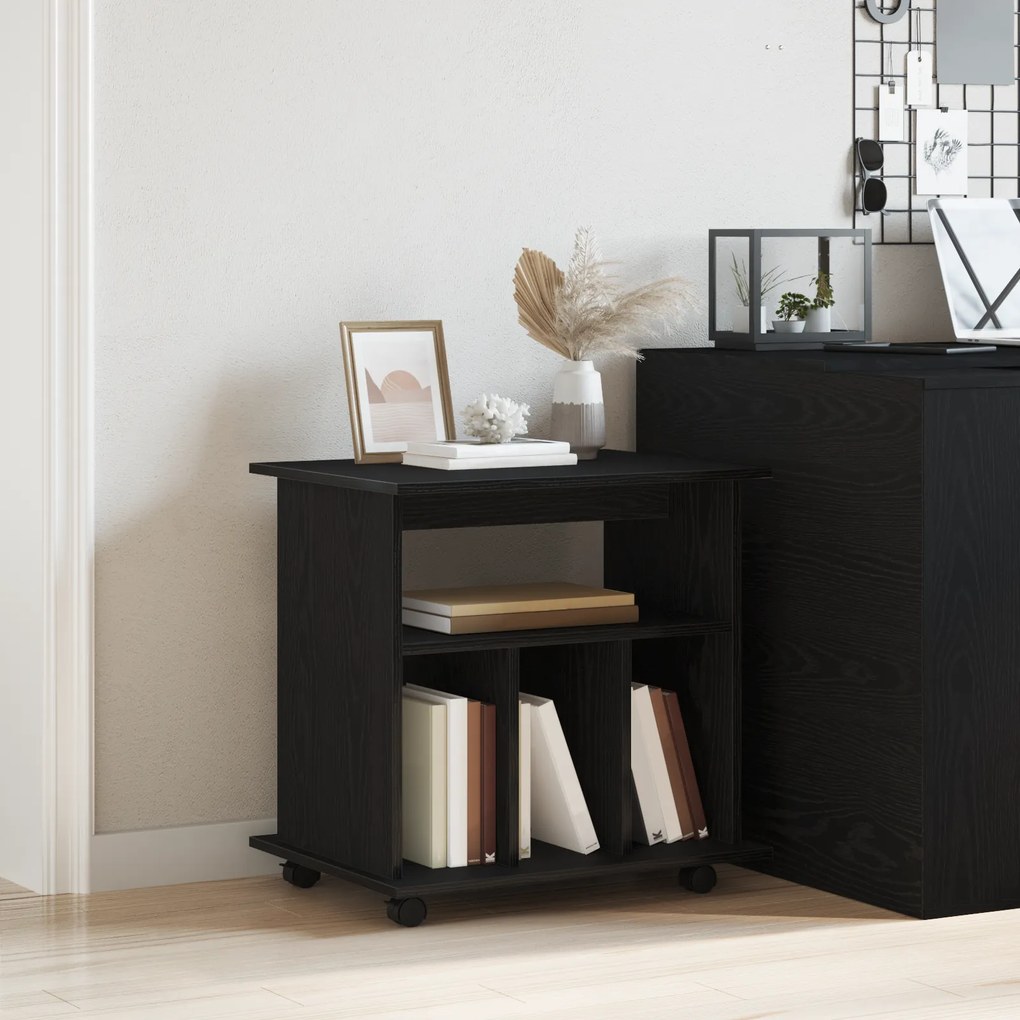 vidaXL Κυλιόμενο Ντουλάπι Μαύρη Δρυς 60x45x55 εκ - Επεξεργασμένο Ξύλο