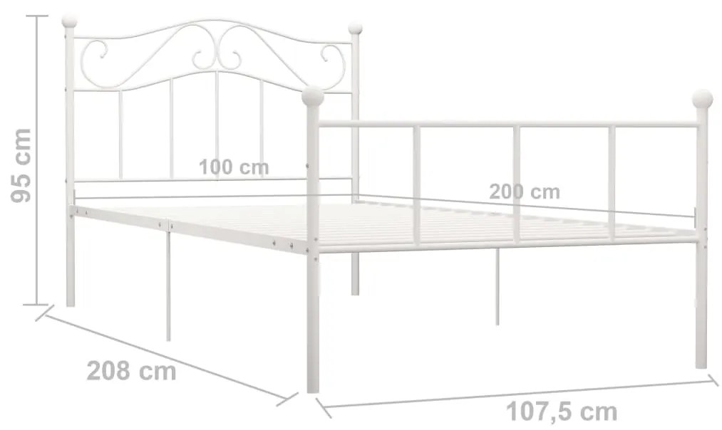 vidaXL Πλαίσιο Κρεβατιού Λευκό 100 x 200 εκ. Μεταλλικό