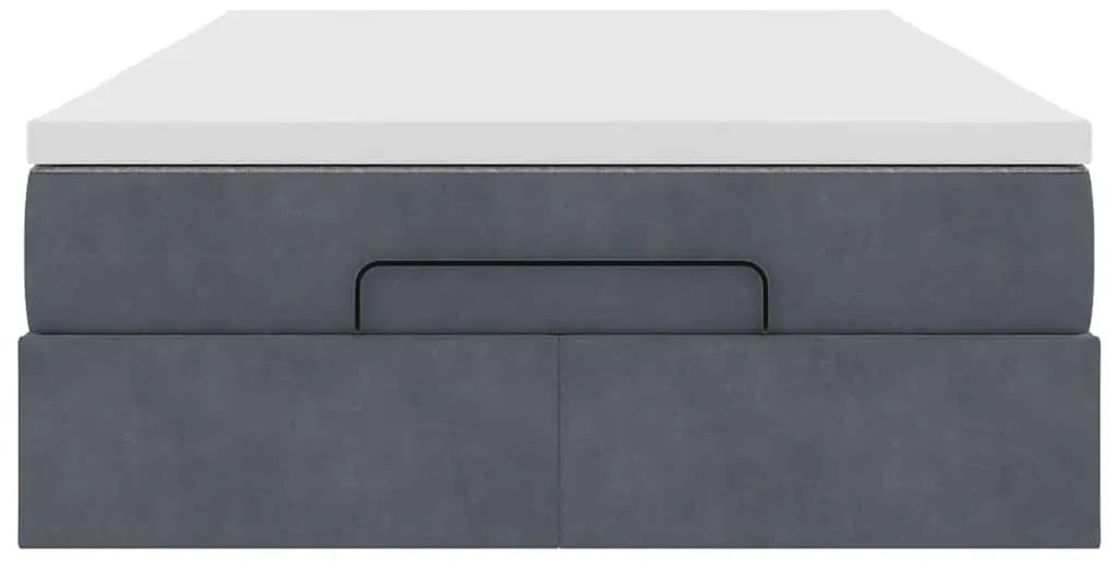 vidaXL Οθωμανικό κρεβάτι με στρώμα Σκούρο γκρι 120x200cm Velvet
