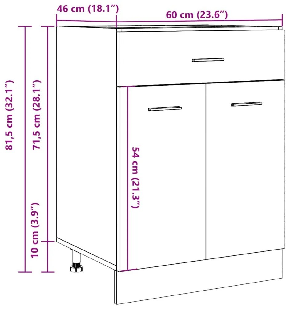 Έπιπλο Με Συρτάρι Artisan Δρυς 60x46x81,5 εκ. Επεξεργ. Ξύλο - Καφέ