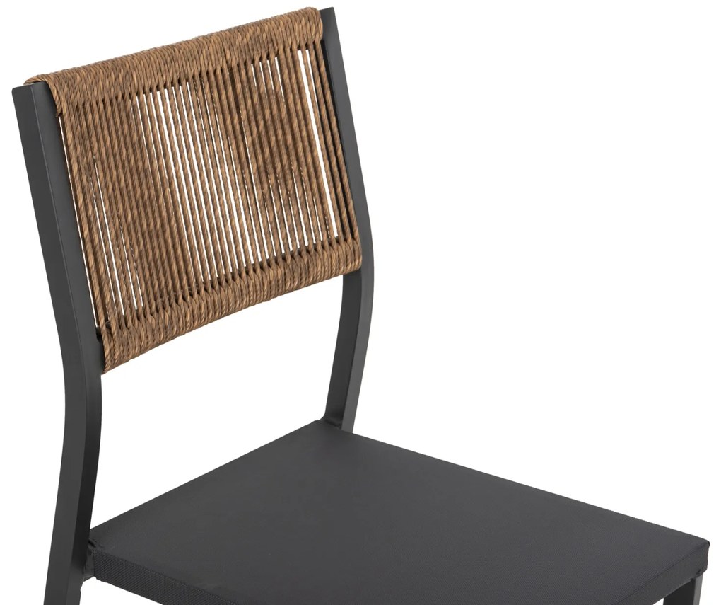 Καρέκλα Αλουμινίου Ανθρακί με Rattan και Textline 46x55,5x83 Υ Εκ.