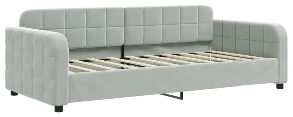 vidaXL Καναπές Κρεβάτι Συρόμενος Αν. Γκρι 90x190 εκ Βελούδο &amp; Συρτάρια