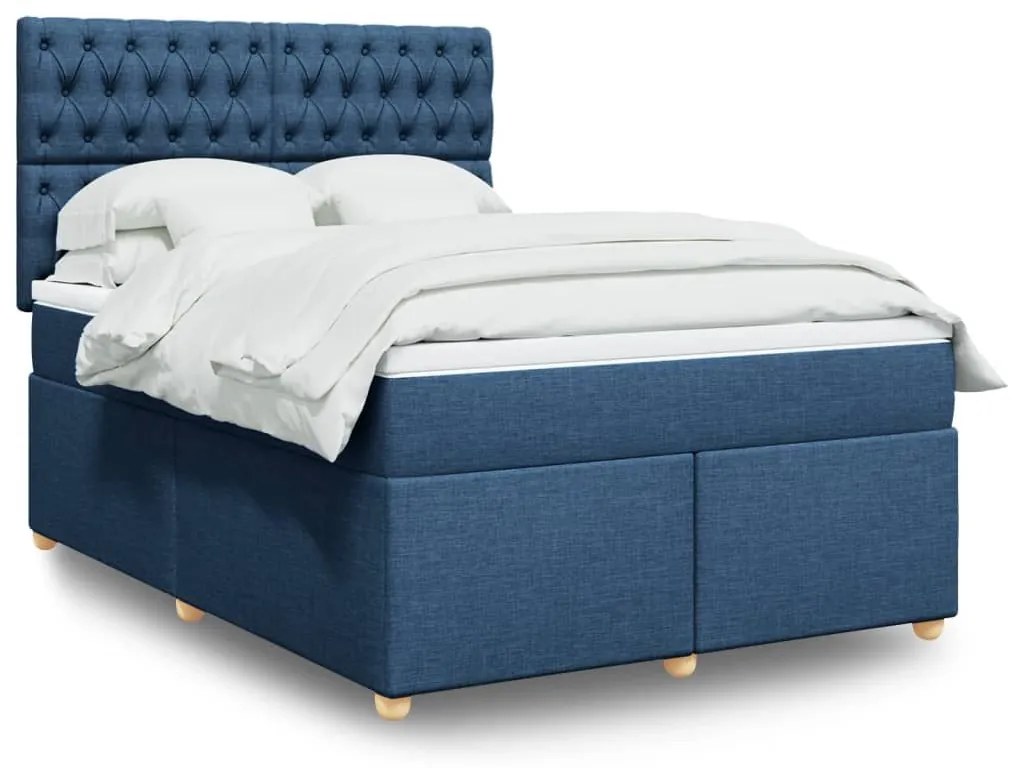 ΚΡΕΒΑΤΙ BOXSPRING ΜΕ ΣΤΡΩΜΑ ΜΠΛΕ 160X200 ΕΚ. ΥΦΑΣΜΑΤΙΝΟ 3291344