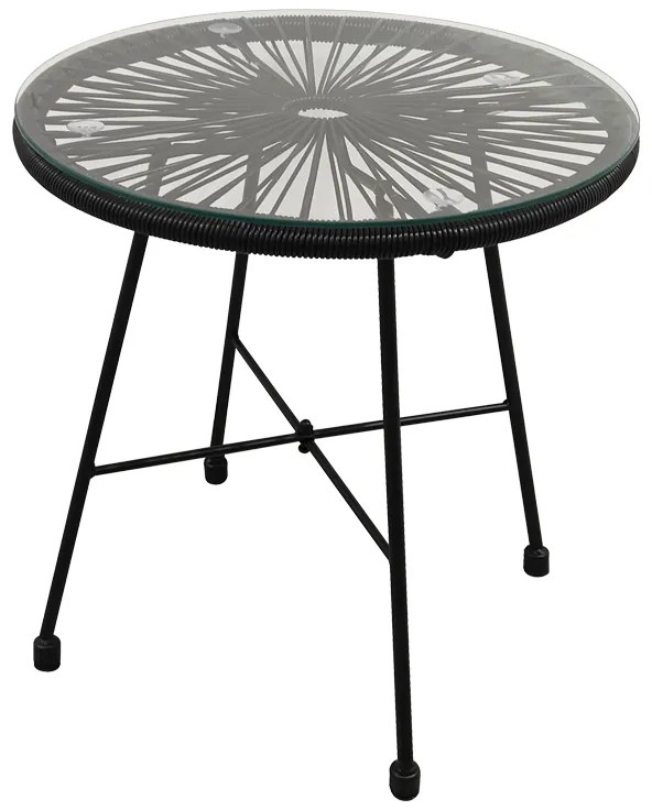 Τραπέζι Acapulco pakoworld μαύρο μέταλλο - pe rattan σε μαύρη απόχρωση Φ50x50εκ