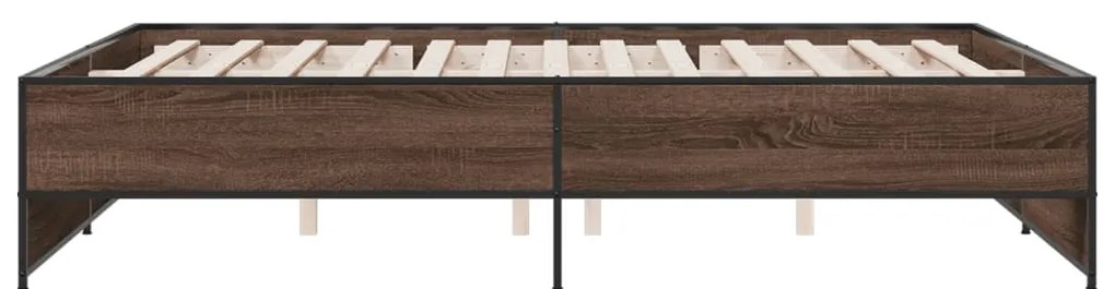 vidaXL Πλαίσιο Κρεβατιού Καφέ Δρυς 160x200 εκ. Επεξ. Ξύλο &amp; Μέταλλο