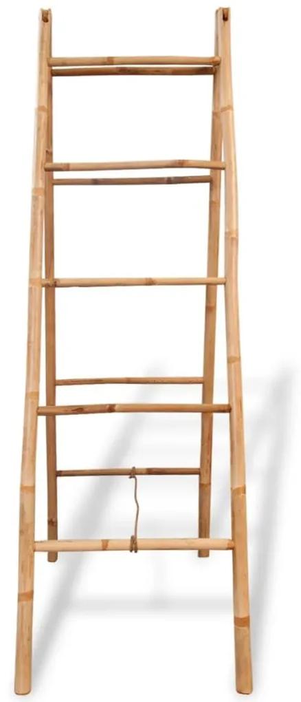 Σκάλα-Κρεμάστρα Πετσετών Διπλή με 5 Σκαλιά 50x160 εκ. Μπαμπού - Καφέ
