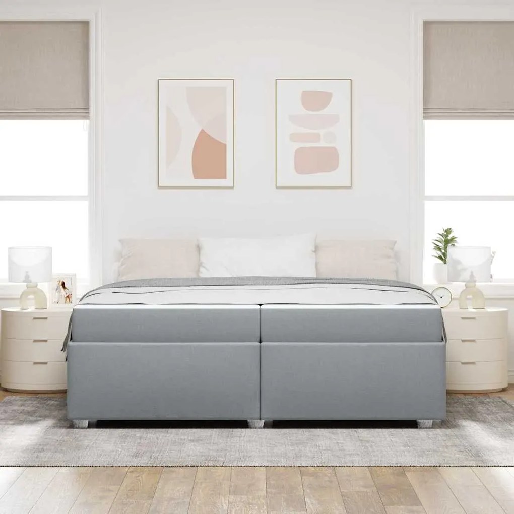 vidaXL Σκελετός Κρεβατιού Ανοιχτό γκρι 200 x 200 cm ύφασμα