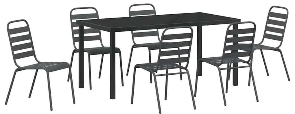 vidaXL Σέτ φαγητού για κήπο 7 pcs Σκούρο γκρι Ατσάλι