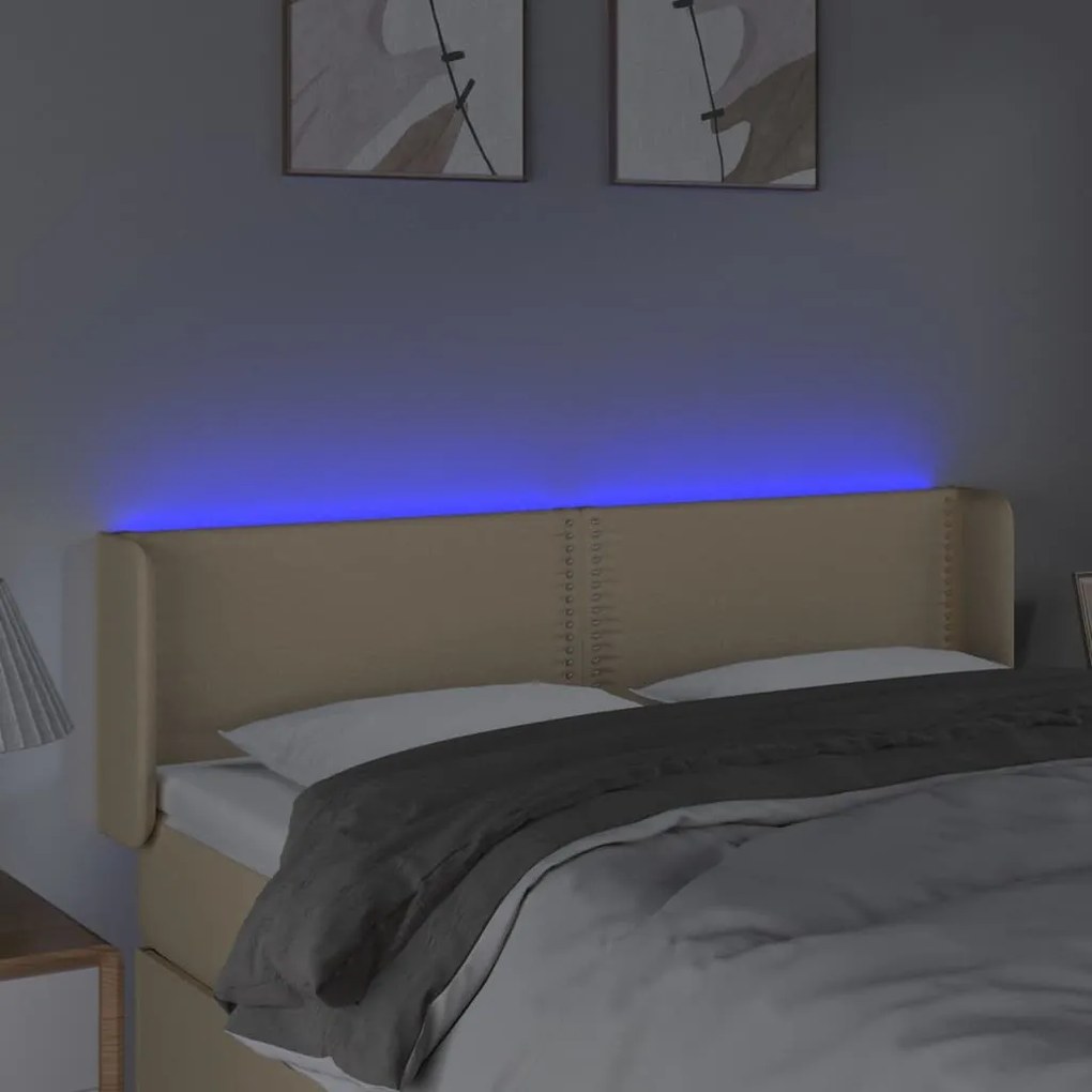 Κεφαλάρι Κρεβατιού LED Κρεμ 147x16x78/88 εκ. Υφασμάτινο 3123099