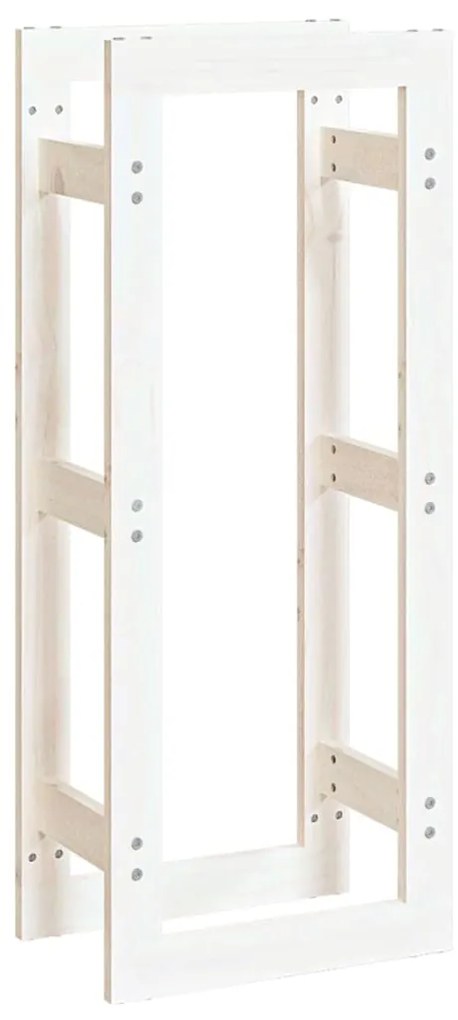 vidaXL Ραφιέρα Καυσόξυλων Λευκή 41x25x100 εκ. από Μασίφ Ξύλο Πεύκου