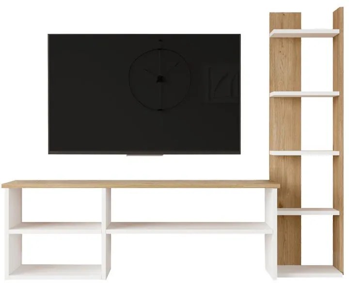Σύνθετο Σαλονιού Perla σε Λευκό - Φυσικό 120x29.5x41,8εκ. 120x29.5x41.8 εκ.