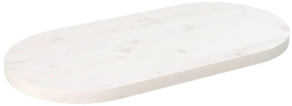 vidaXL Επιφάνεια Τραπεζιού Οβάλ Λευκή 60x30x2,5 εκ. Μασίφ Ξύλο Πεύκου