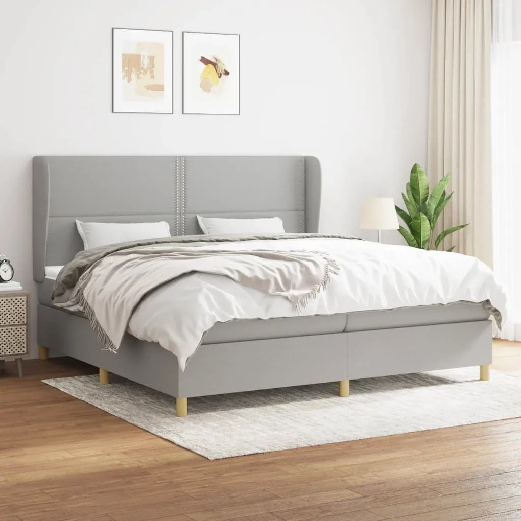 ΚΡΕΒΑΤΙ BOXSPRING ΜΕ ΣΤΡΩΜΑ ΑΝΟΙΧΤΟ ΓΚΡΙ 200X200 ΕΚ. ΥΦΑΣΜΑΤΙΝΟ 3128469