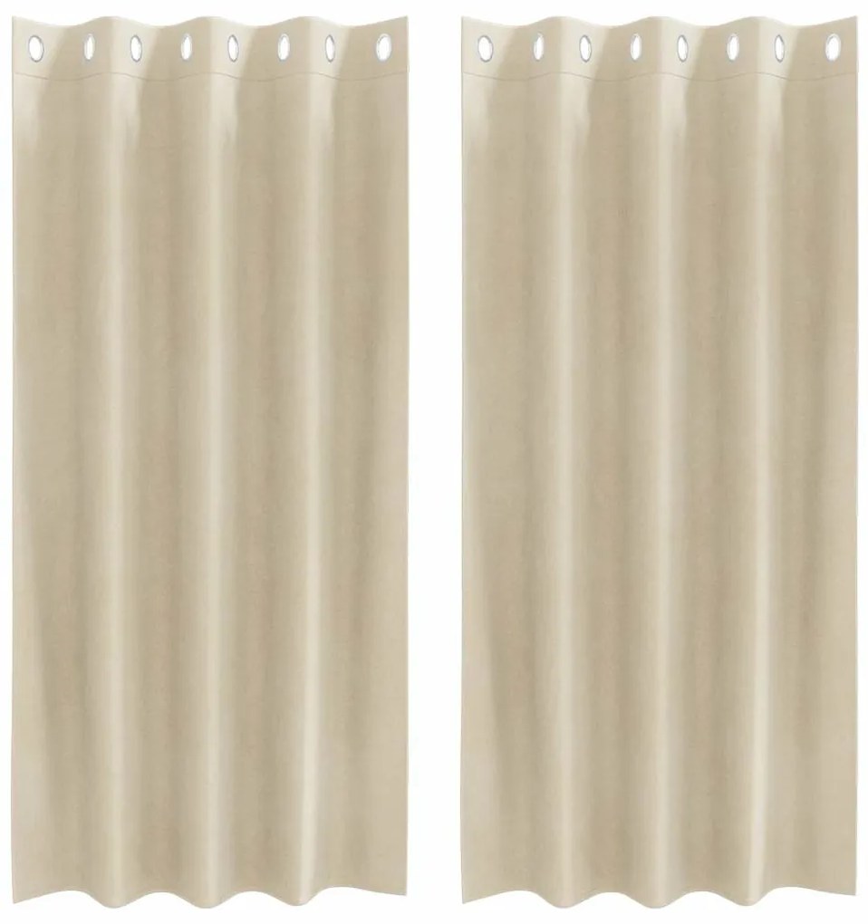 vidaXL Κουρτίνες με κουρτίνες 2 pcs Κρεμ 140 x 175 cm Βελούδο