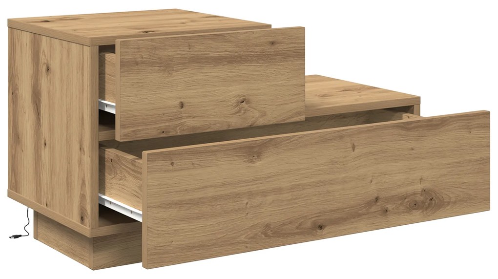 vidaXL Κομοδίνο με φώτα LED σε Artisan Oak 100x36x49 εκ