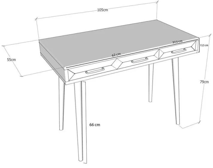 Γραφείο Kalune Design 854KLN1502, 105x55 cm, 2 συρτάρια, φινίρισμα μελαμίνης, ανοιχτό καφέ / μαύρο