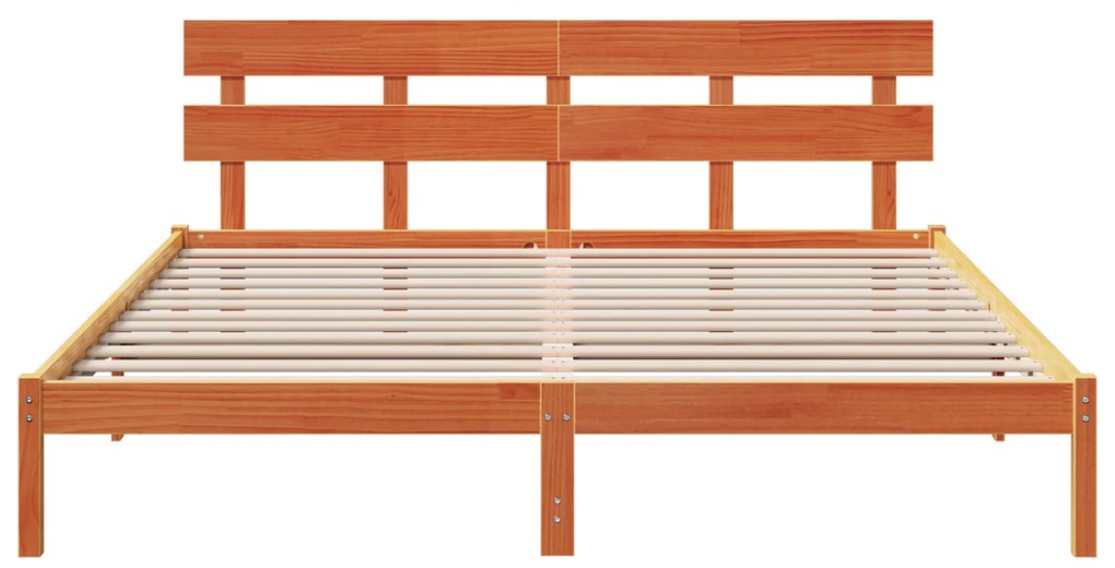 vidaXL Κρεβάτι με Κεφαλάρι Καφέ 180x200 εκ Μασίφ Ξύλο Πεύκου