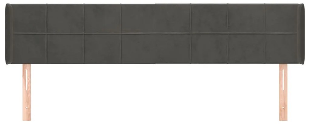 vidaXL Κεφαλάρι με Πτερύγια Σκούρο Γκρι 203x16x78/88 εκ. Βελούδινο