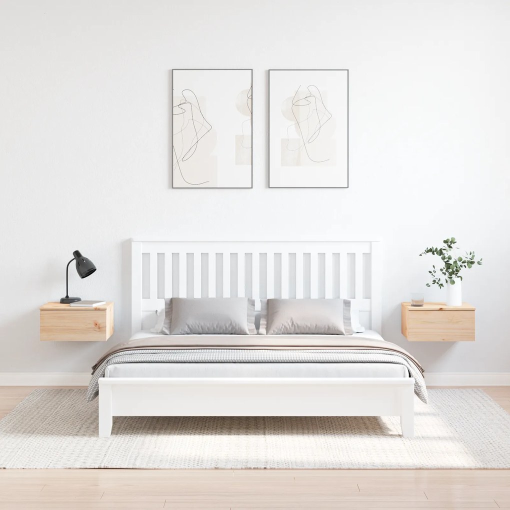 vidaXL Κομοδίνο 2 pcs Καφέ 37 x 35 x 18.5 εκ Μασίφ ξύλο πεύκου