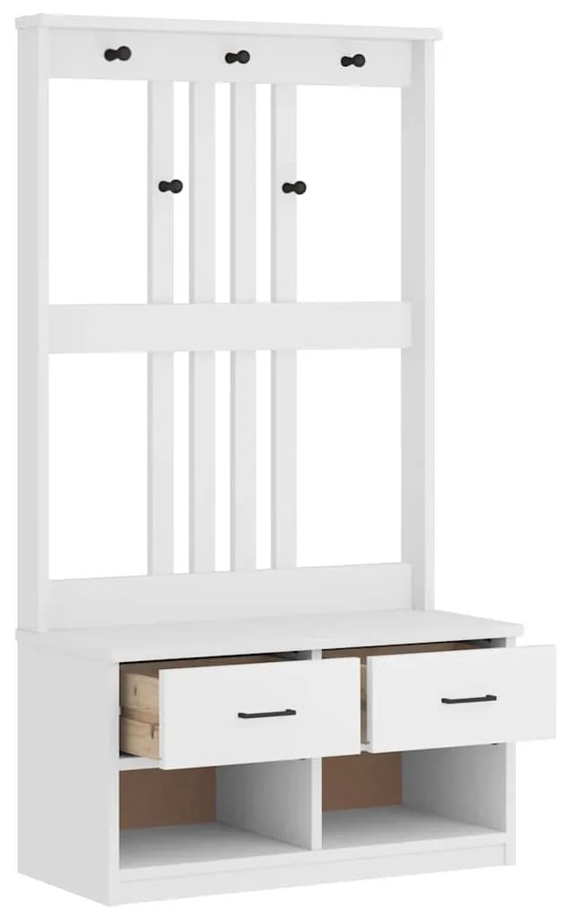 vidaXL Δέντρο χωλ SANDENS Λευκό 87x40x159,5 εκ. Πεύκο μασίφ ξύλο