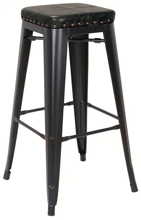 WOODWELL RELIX Σκαμπό Bar-Pro, Στοιβαζόμενο, Μέταλλο Βαφή Μαύρο Matte, Pu Μαύρο 43x43x78cm Ε5190P,15M