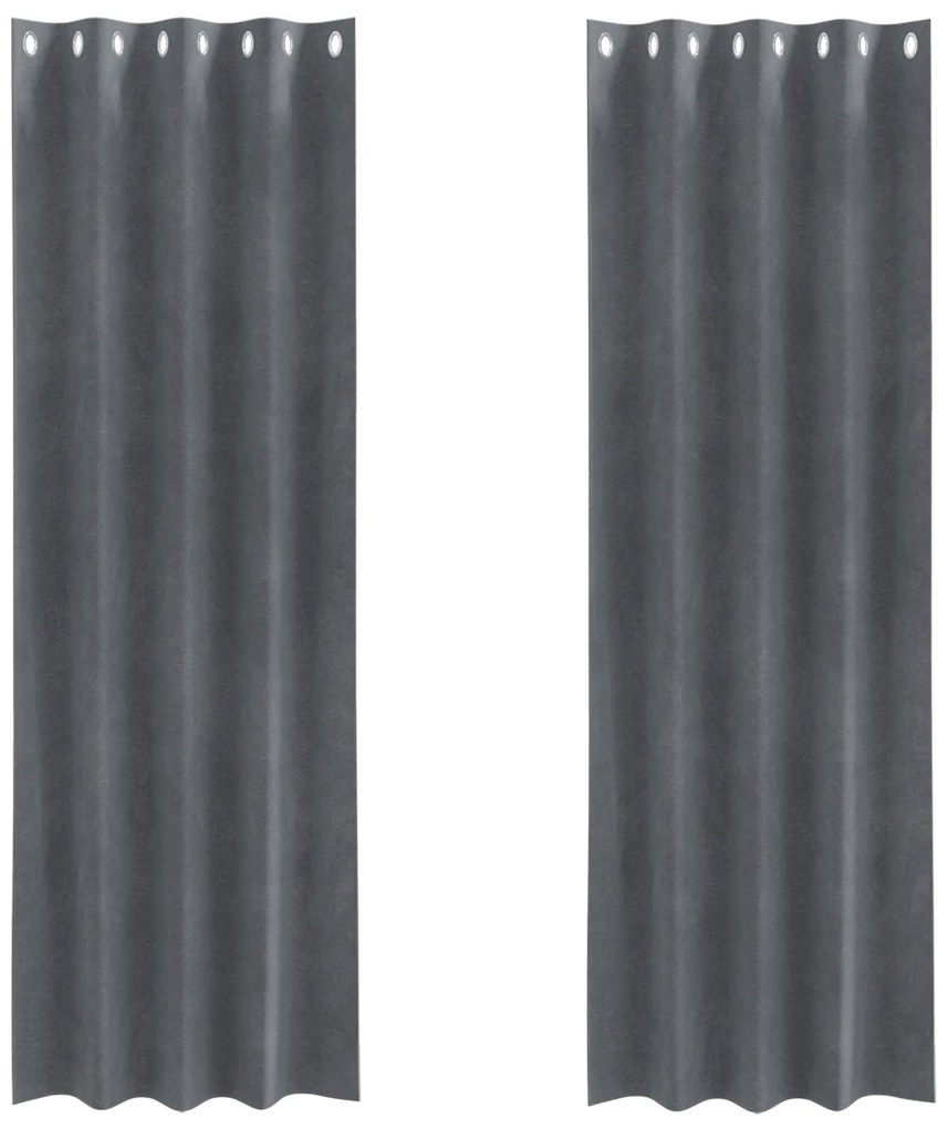 vidaXL Curtains Blackout  με Μάτια 2 τμχ Σούπερ Ανοιχτό Γκρι Βελούδο