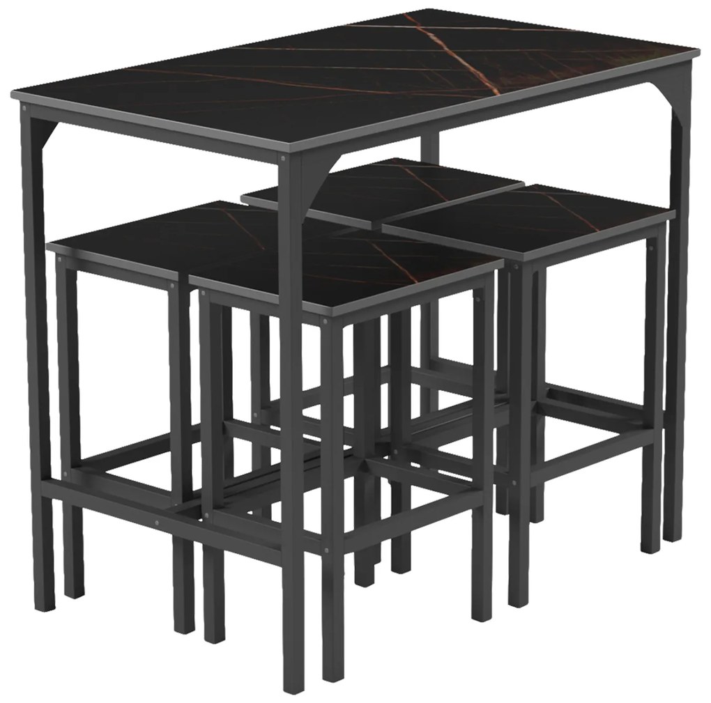 ΣΕΤ ΤΡΑΠΕΖΑΡΙΑ ΜΠΑΡ 5ΤΜΧ BOXY HM9882.13 ΜΑΥΡΟ ΜΕΤΑΛΛΟ-ΜΕΛΑΜΙΝΗ ΜΑΥΡΟ ΜΑΡΜΑΡΟ