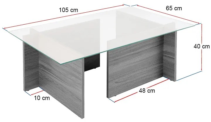 Τραπεζάκι σαλονιού Vetrino Megapap γυάλινο χρώμα travertine 105x65x40εκ.