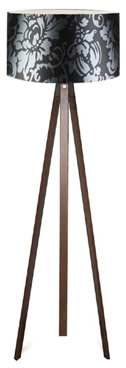 Φωτιστικό δαπέδου Rosling Megapap Mdf/ύφασμα Pvc χρώμα καρυδί/μαύρο floral 38x21x140εκ. - 0208893