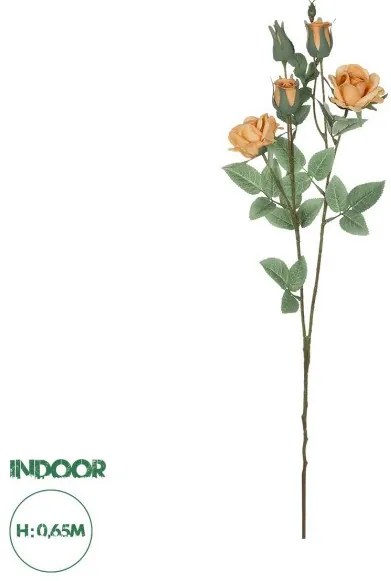 Artificial Garden SALMON ROSE BRANCH 21149 Τεχνητό Διακοσμητικό Κλαδί Σαμπανιζέ Τριαντάφυλλο Y65cm Globostar-21149-Μπεζ 21149
