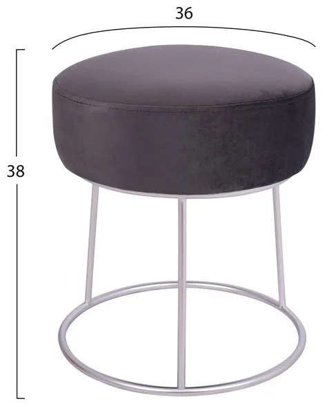 ΣΚΑΜΠΟ KARLO ΓΚΡΙ ΒΕΛΟΥΔΟ ΜΕ ΑΣΗΜΙ ΒΑΣΗ HM8411.01 Φ36x38Υ εκ. (1 Τεμμάχια)
