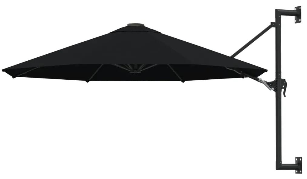 Ομπρέλα Τοίχου Μαύρη 300 εκ. με Μεταλλικό Ιστό
