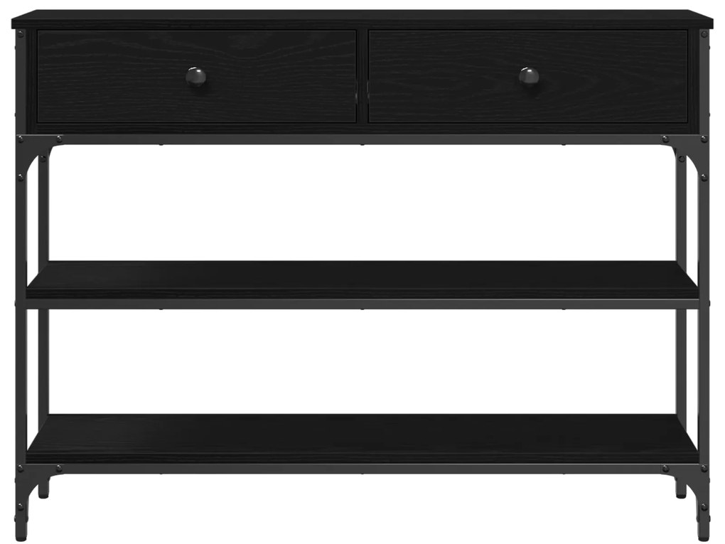 vidaXL Κονσόλα Μαύρο Δρυς 100x25x75 εκ Κατασκευασμένο ξύλο & Χάλυβας