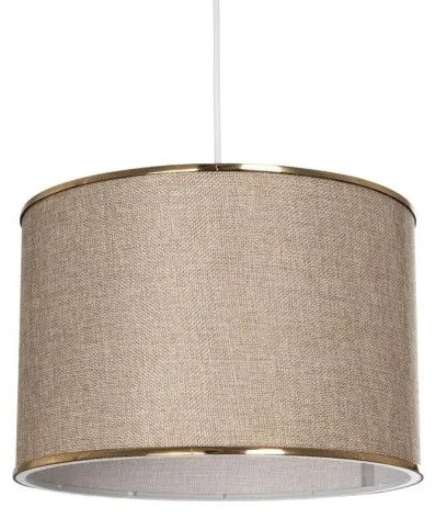 ELECTRA 203-0112 Μοντέρνο Κρεμαστό Φωτιστικό Καπέλο Μονόφωτο 1 x E27 IP20 Mπεζ Ύφασμα με Χρυσό Μέταλλο-Μ30 x Π30 x Globostar 203-0112 Μπεζ