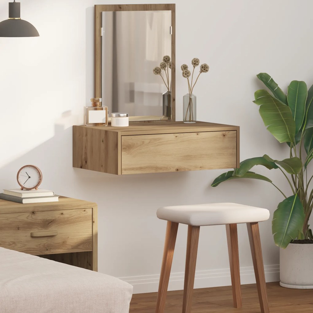 vidaXL Κρεμαστό τραπέζι μακιγιάζ δρυς τέχνης 60x40x70 εκ.