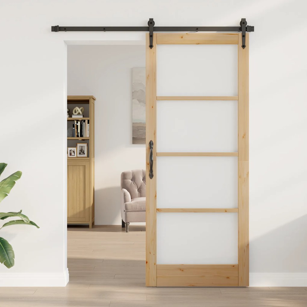 vidaXL Εσωτερική Πόρτα με Γυαλί Καφέ 86 x 211 cm