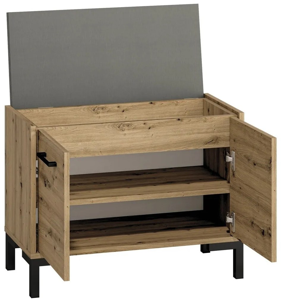 Σετ διαδρόμου Madison R109, Καθρέφτης, Artisan δρυς, Μαύρο, Πλαστικοποιημένη μοριοσανίδα, Τοίχου, Εντοιχισμένη