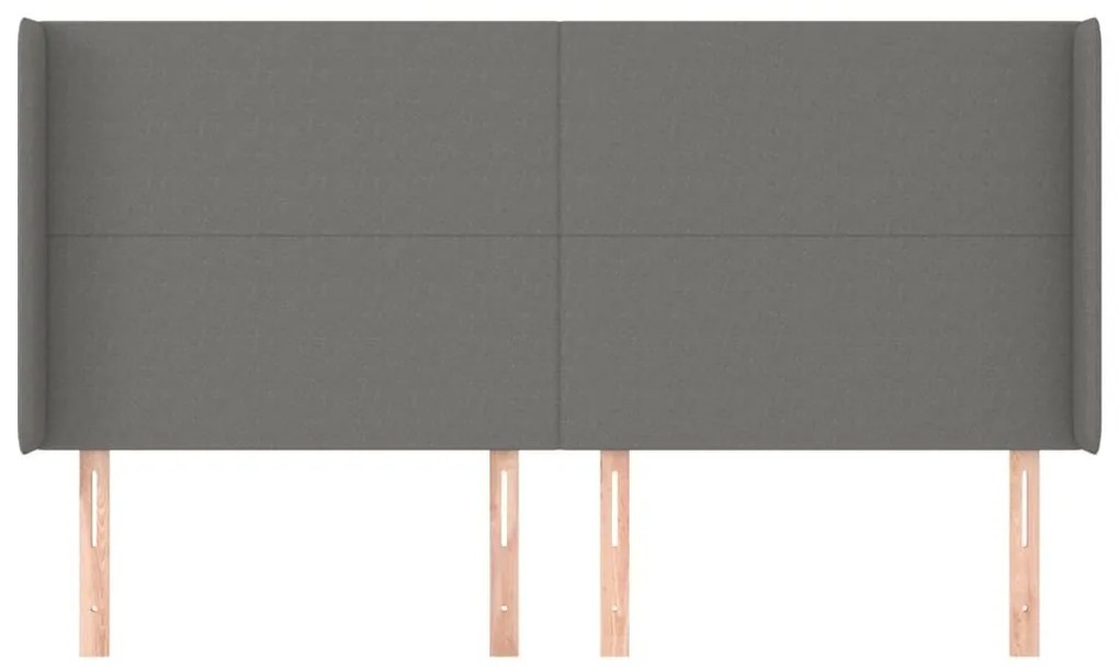 Κεφαλάρι με Πτερύγια Σκούρο Γκρι 163x16x118/128 εκ. Υφασμάτινο - Γκρι