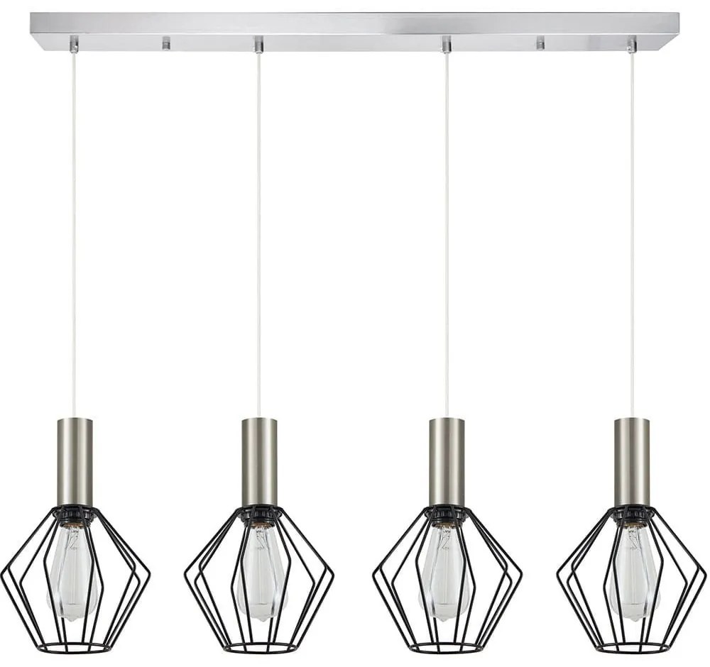 Φωτιστικό Οροφής - Ράγα Adept Tube 77-8441 87x87x300cm 4xE27 60W Nickel-Black Homelighting