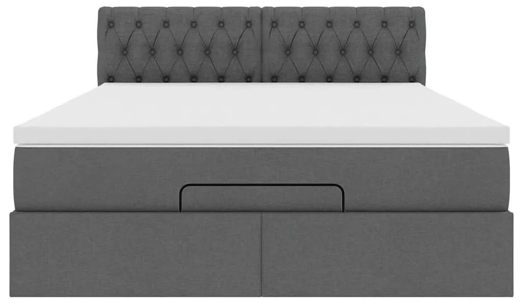 vidaXL Οθωμανικό κρεβάτι με στρώμα Σκούρο γκρι 140x200cm ύφασμα
