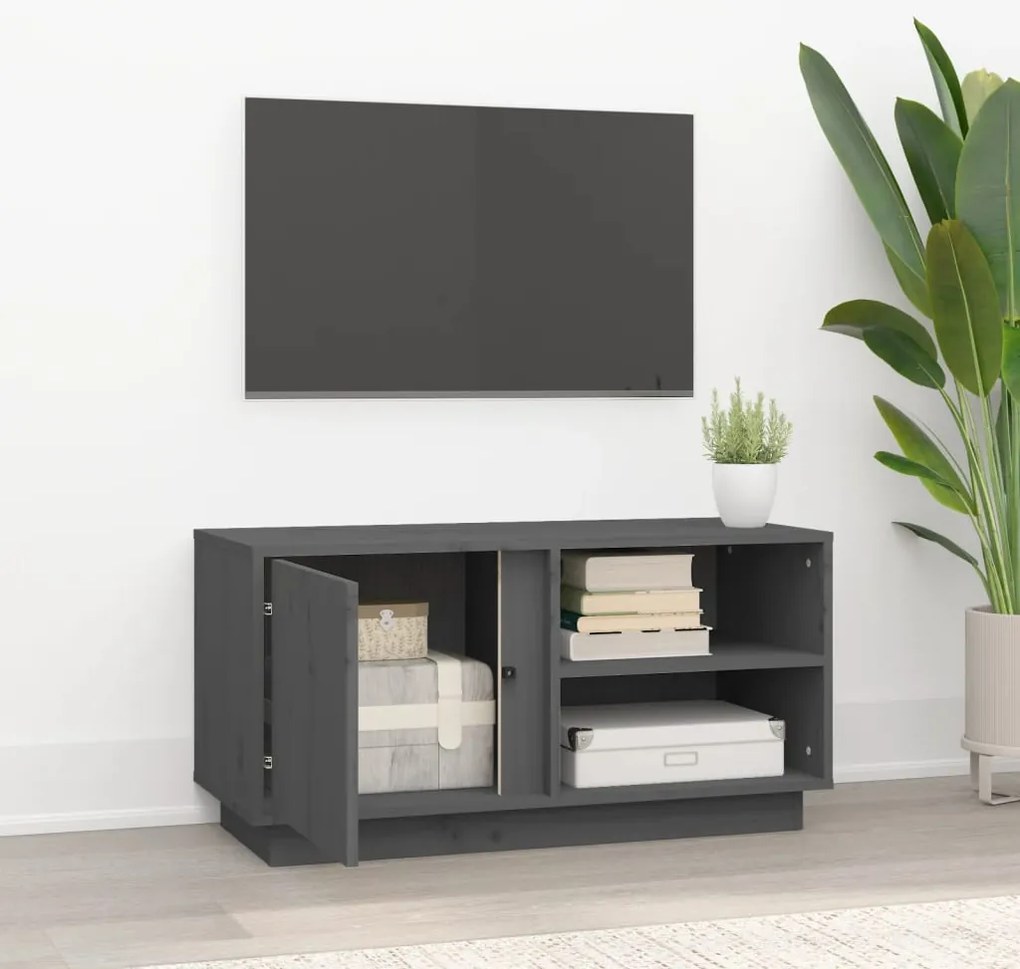 vidaXL Έπιπλο Τηλεόρασης Γκρι 80x35x40,5 εκ. από Μασίφ Ξύλο Πεύκου