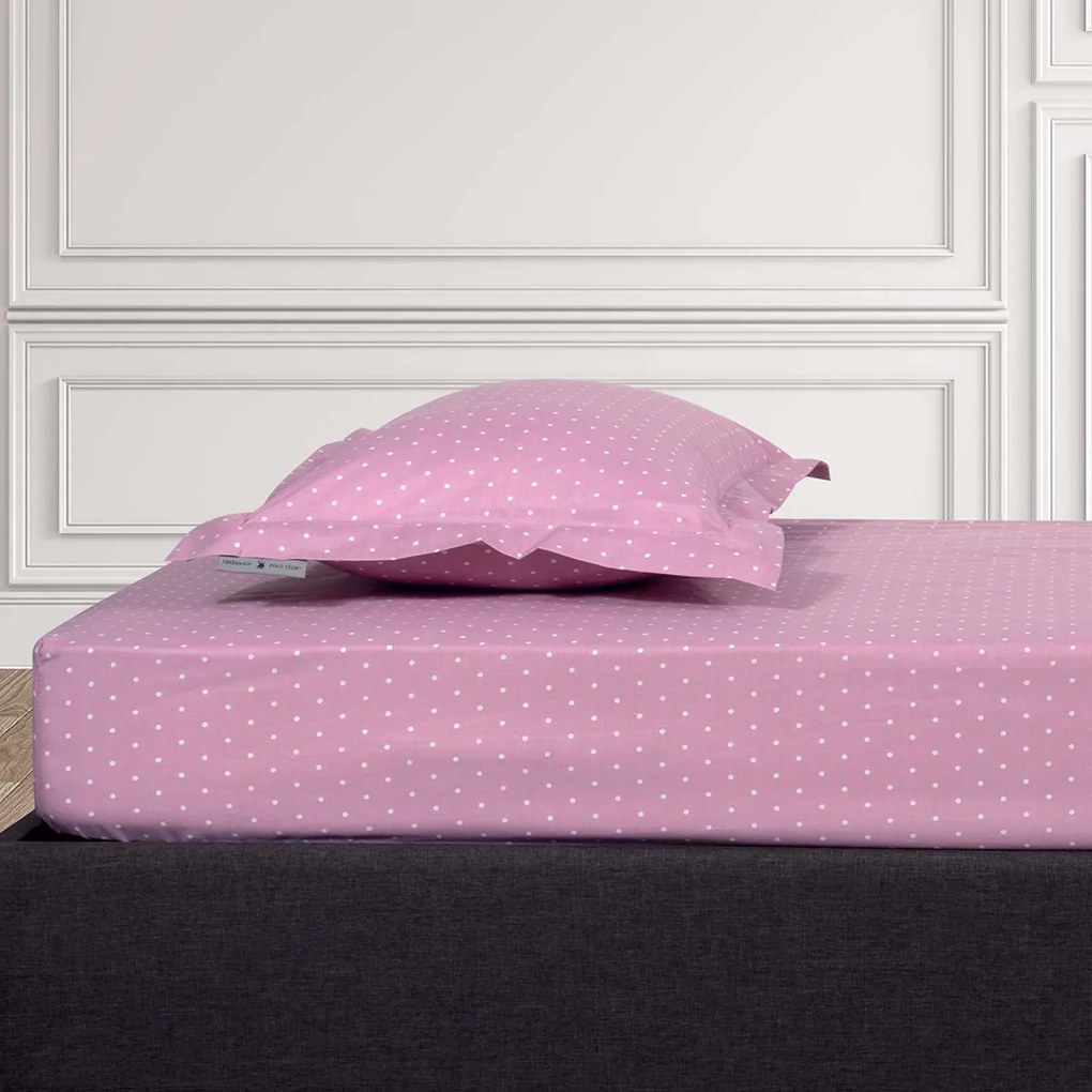 Σεντόνι King Size Με Λάστιχο (180x200+35) Greenwich Polo Club Loft Dots Ροζ