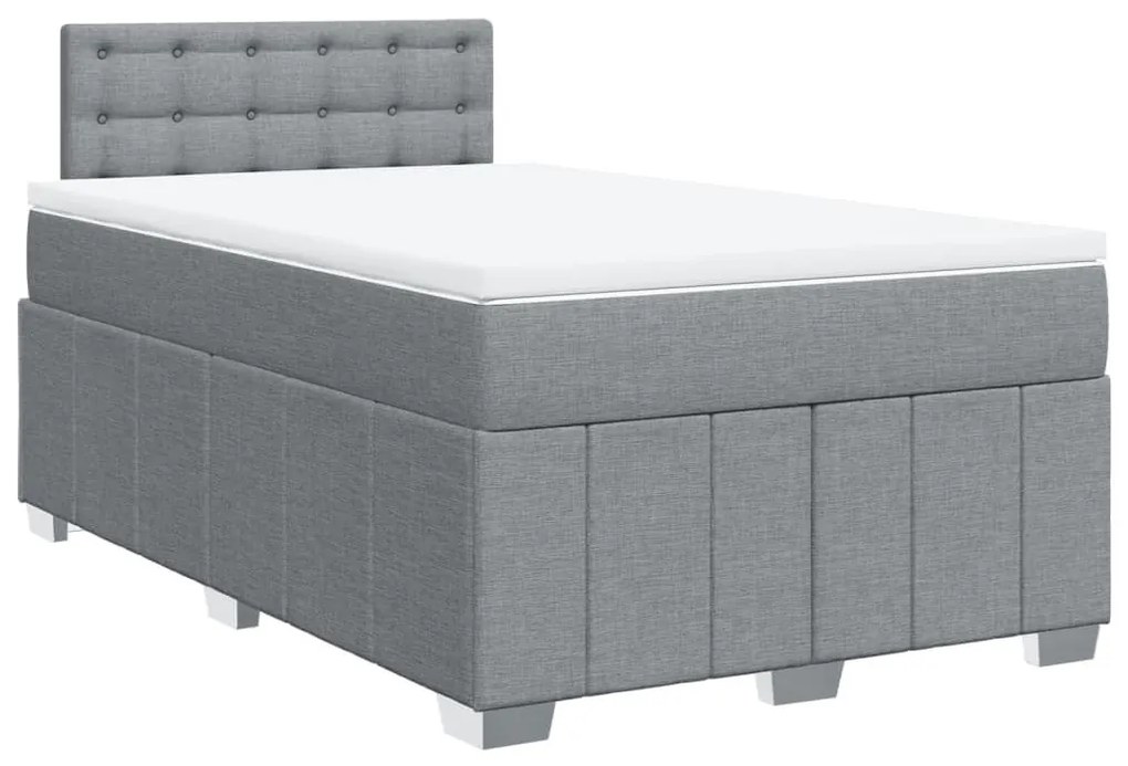 Κρεβάτι Boxspring με Στρώμα Ανοιχτό Γκρι 120x190 εκ. Υφασμάτινο - Γκρι