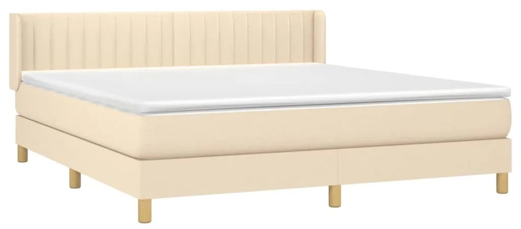 vidaXL Κρεβάτι Boxspring με Στρώμα Κρεμ 180x200 εκ. Υφασμάτινο