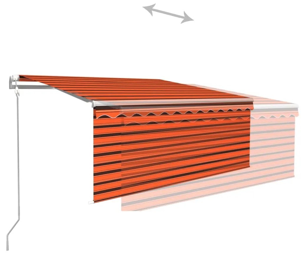 vidaXL Τέντα Συρόμενη Αυτόματη με Σκίαστρο Πορτοκαλί/Καφέ 3 x 2,5 μ
